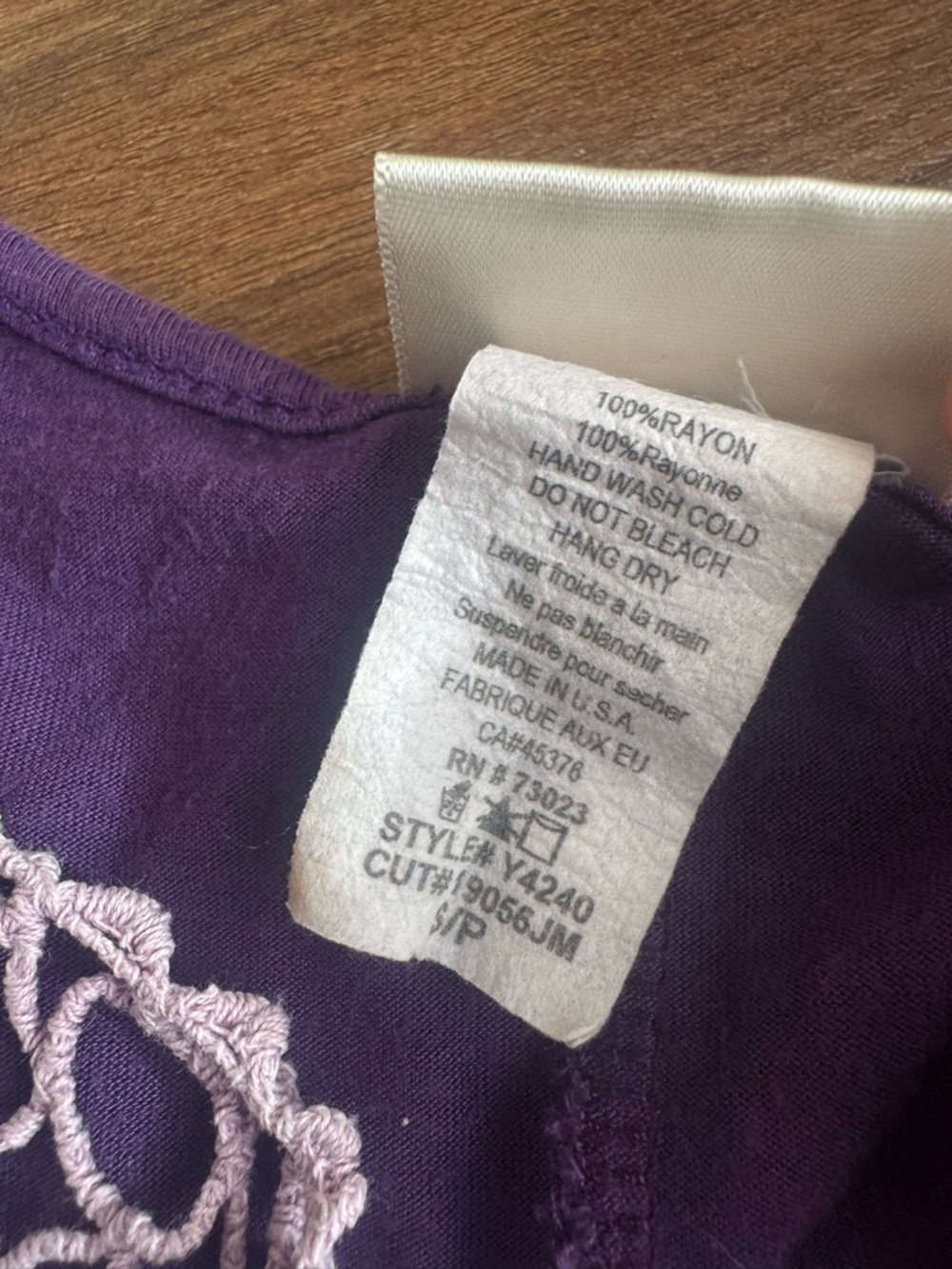 Y2K Made In USA Made Crochet Lace Trim Tank Top Purple Boho Peasant Festival - Picture 7 of 7